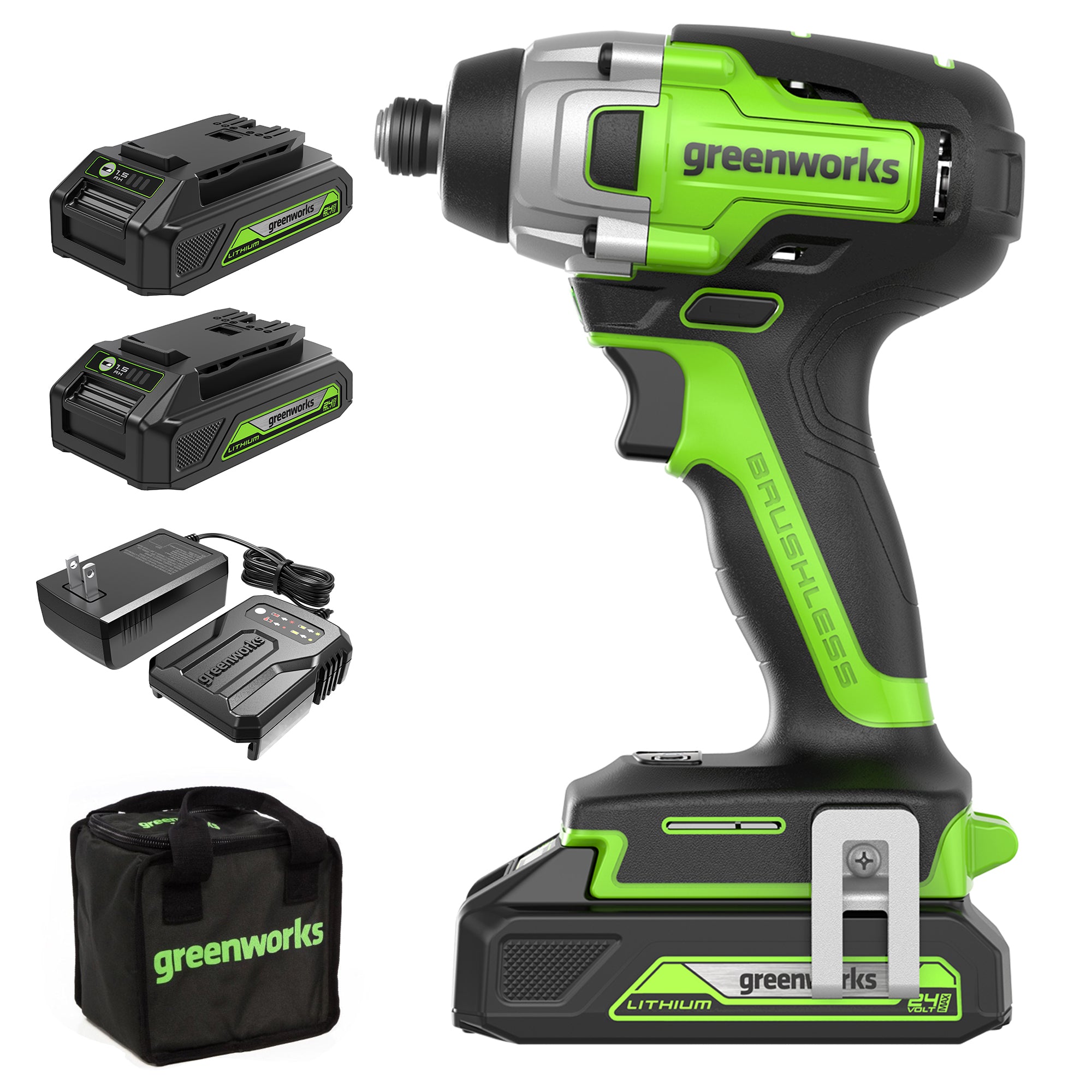 24V Impact Driver  1.5 Ah USB Batteries | Greenworks Tools - Mycitystee