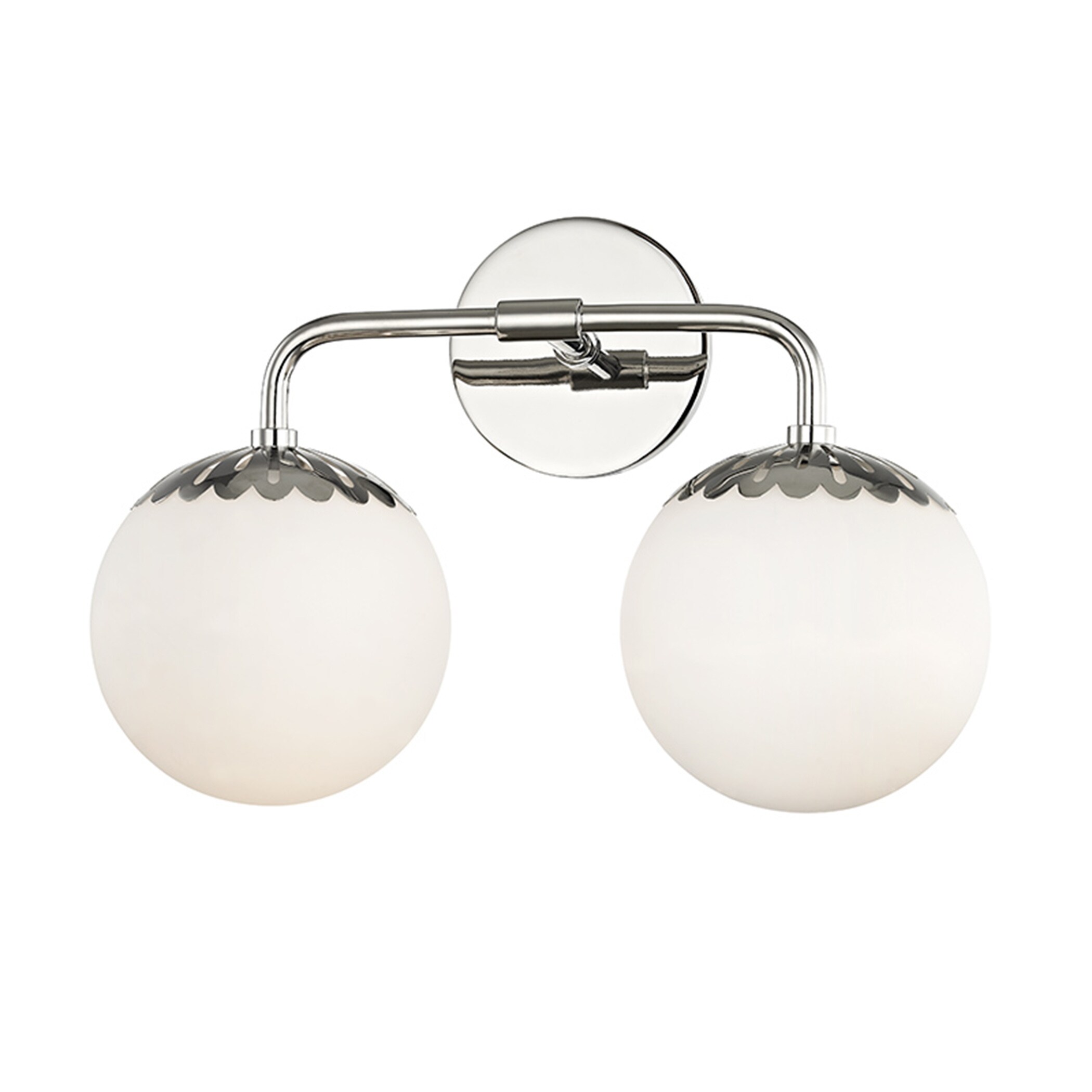 Mitzi by Hudson Valley Paige 2-light Polished Nickel Bath Light， Opal Glossy Glass - Mycitystee