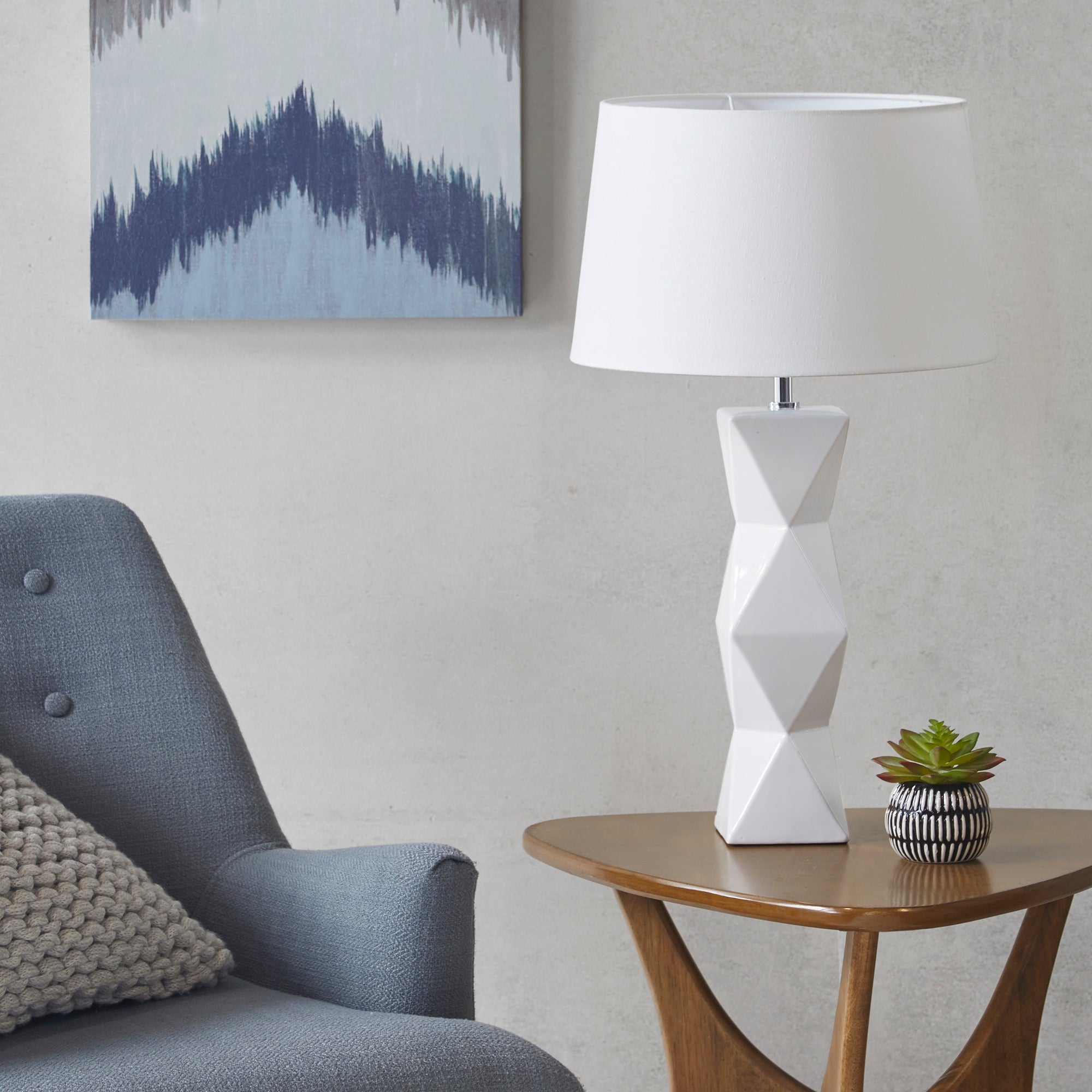 INK+IVY Kenlyn Geometric Ceramic Table Lamp - Mycitystee