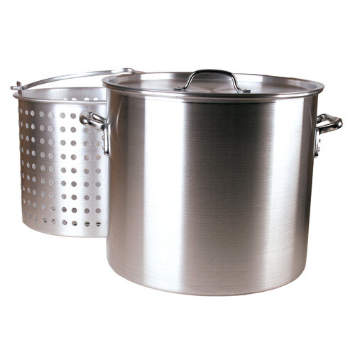 Fleur De Lis WG-RPB1120 Grill Stockpot with Basket Aluminum 120 qt Silver - Mycitystee