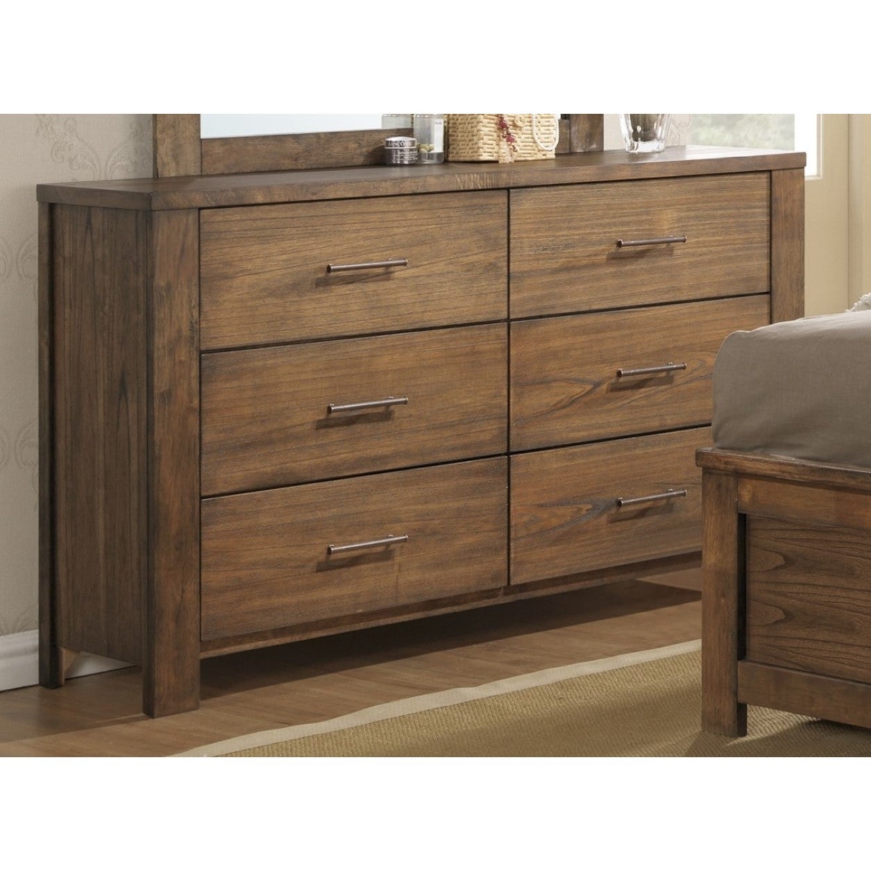 Progressive 'Brayden' Brown Rubberwood and Veneer 6-drawer Dresser - - 13251692 - Mycitystee