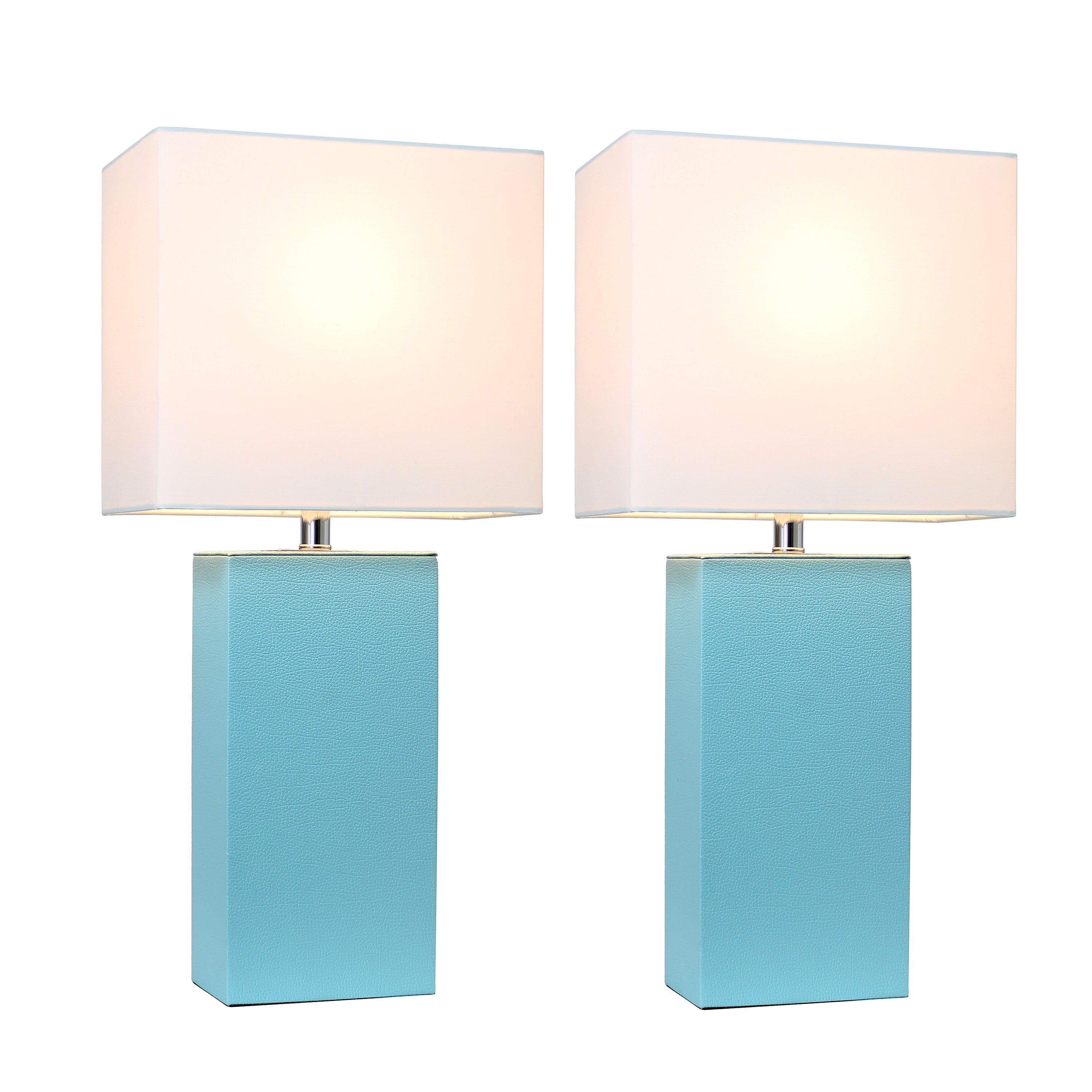 Porch and Den Fairway Aqua Leather Table Lamps (Set of 2) - Mycitystee