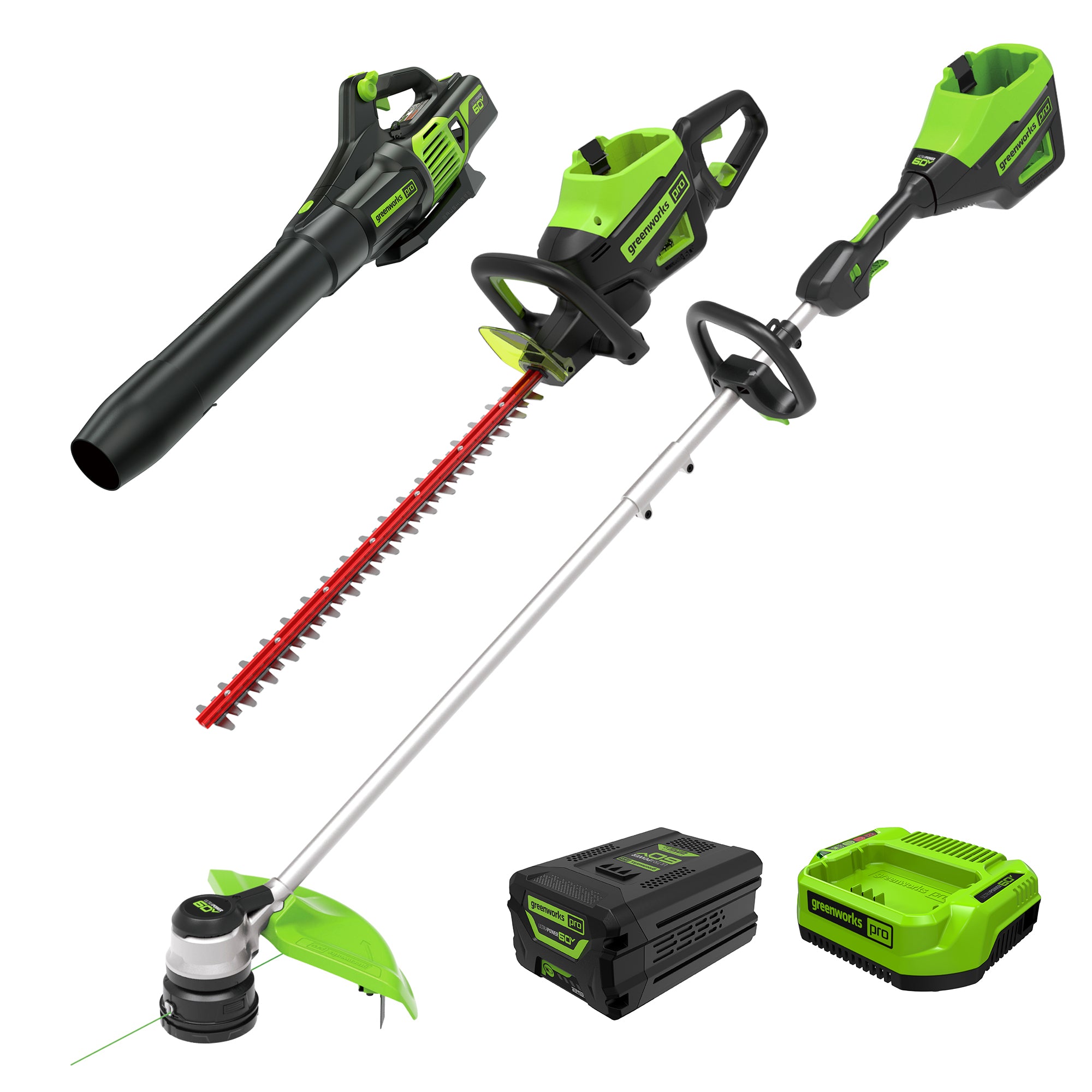 60V 3PC Cordless Battery Combo Kit w/ String Trimmer， Blower  Hedge T - Mycitystee