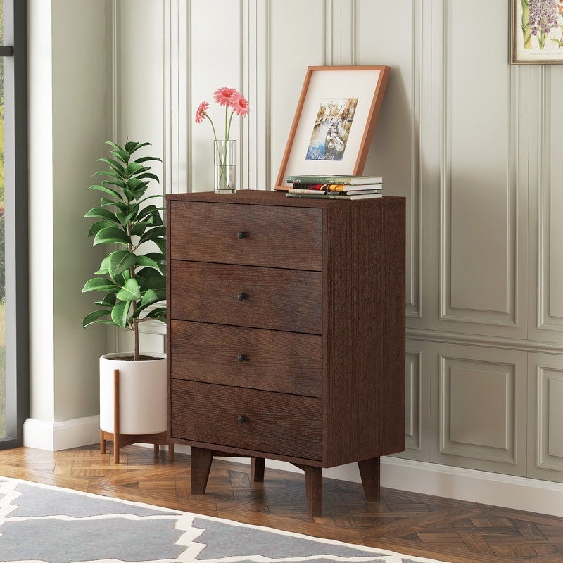 Retro Solid Wood and MDF Chest with 4 Drawers - - 37869237 - Mycitystee