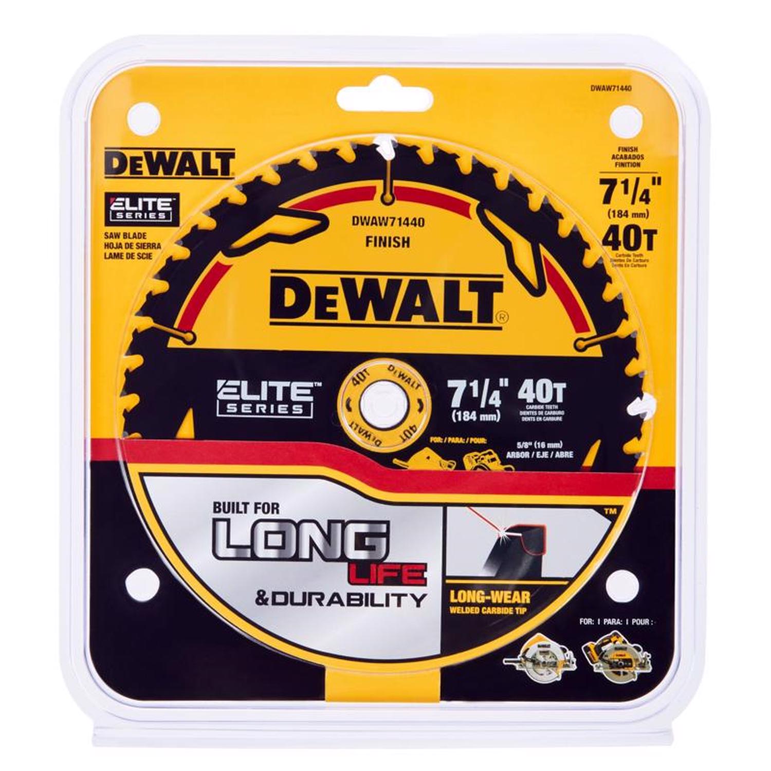 DeWalt Elite Series 7-1/4 in. D X 5/8 in. Carbide Circular Saw Blade 40 teeth 1 pk - Mycitystee