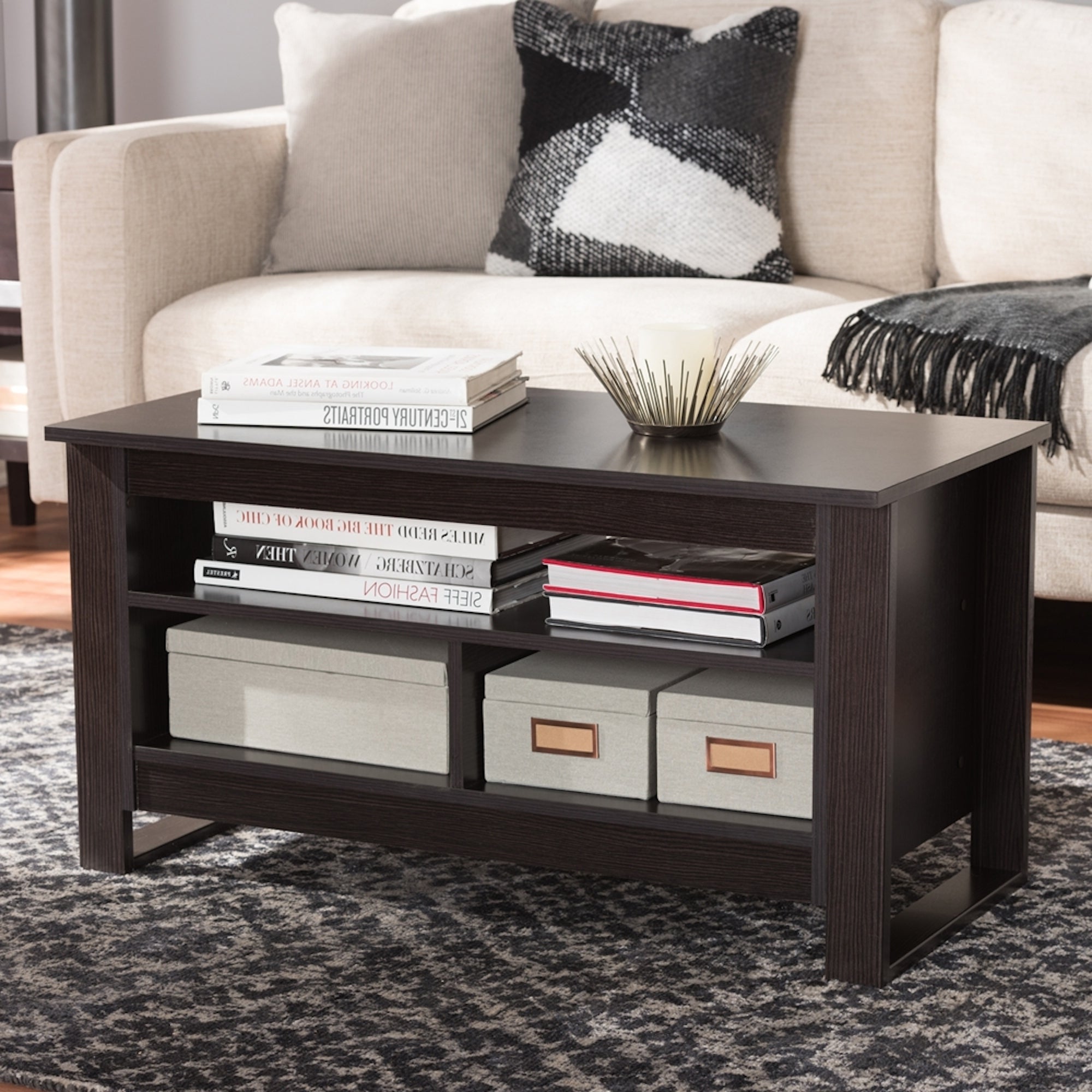 Urban Designs Cleo Wenge Brown Finish Wooden Coffee Table - wood - Mycitystee
