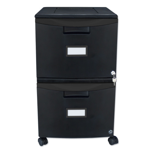 Storex Two-Drawer Mobile Filing Cabinet， 2 Legal/Letter-Size File Drawers， Black， 14.75