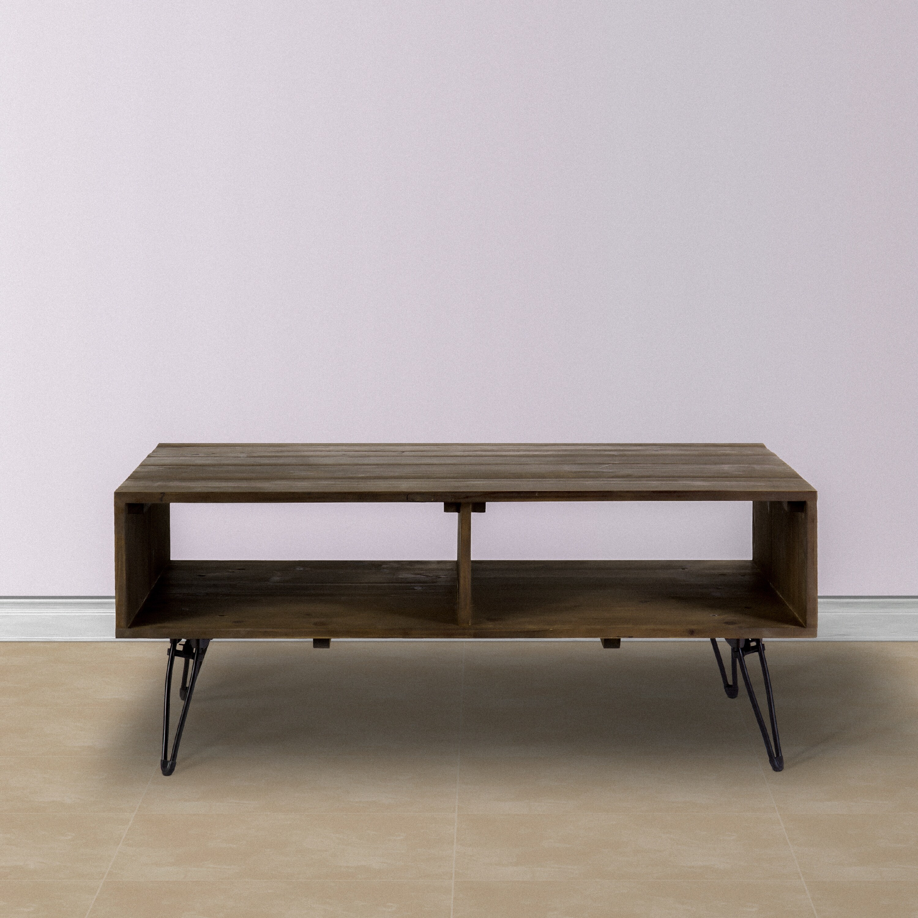 Betsy 42 Inch Reclaimed Wood Rectangle Farmhouse Coffee Table With Storage， Iron Legs， Natural Brown - Mycitystee