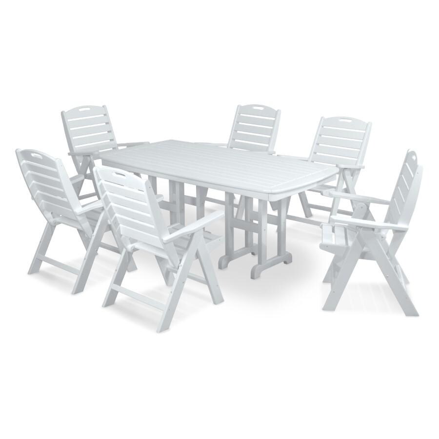 POLYWOOD Nautical 7-Piece Dining Set in White - Mycitystee
