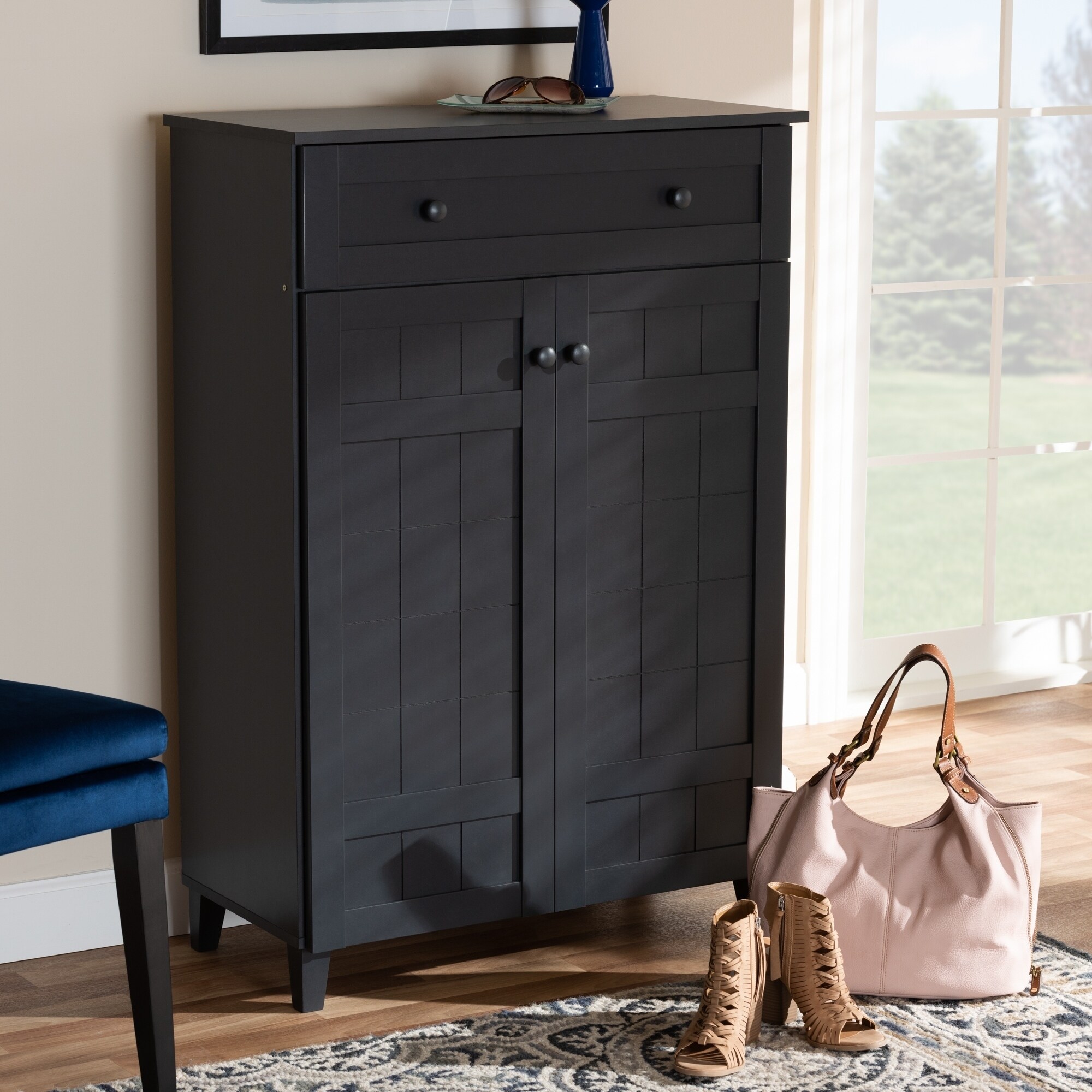 Copper Grove Bergzabern Dark Grey Wood 5-shelf Shoe Storage Cabinet with Drawer - - 28046192 - Mycitystee