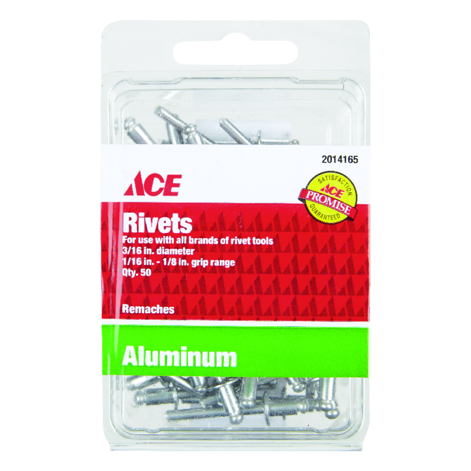 Ace 3/16 in. D X 1/8 in. Aluminum Rivets Silver 50 pk - Mycitystee