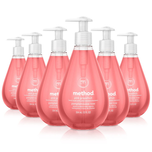 Method Gel Hand Wash， Pink Grapefruit， 12 oz Pump  Bottle， 6/Carton (00039CT) - Mycitystee