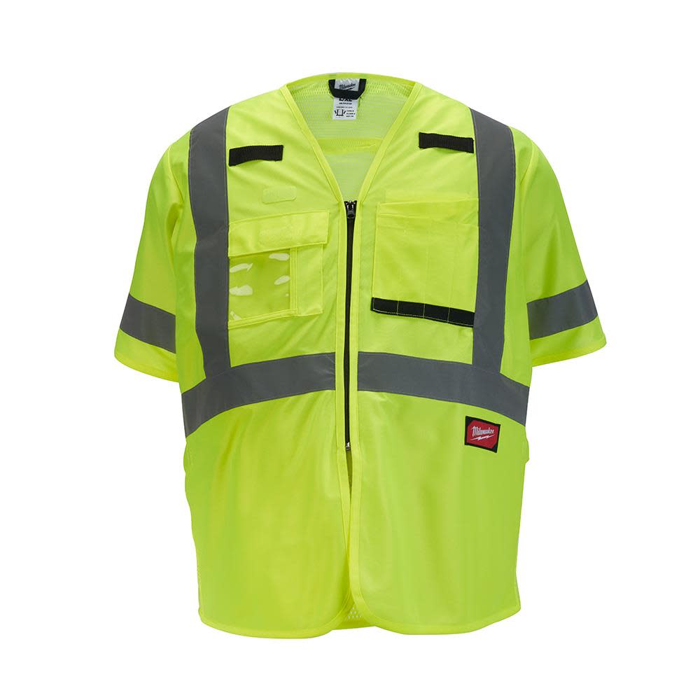 Milwaukee High Vis Safety Vest Yellow Class 2 Mesh Breakaway AR/FR Cat 1  L/XL - Mycitystee