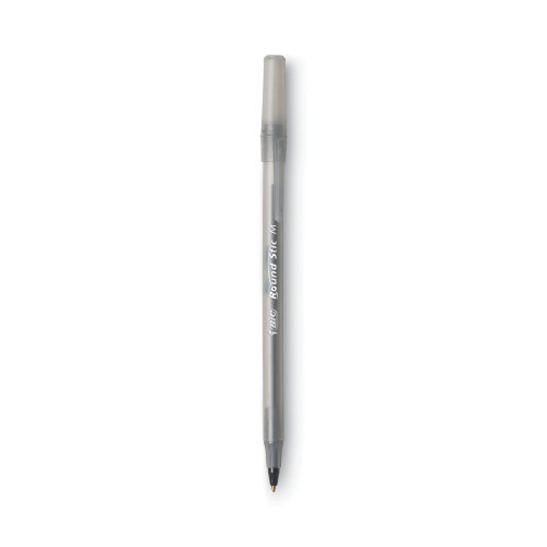 BIC Round Stic Xtra Life Stick Ballpoint Pen VP， 1mm， Black Ink， Smoke Barrel， 60/Box (GSM609BK) - Mycitystee
