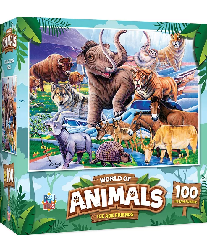MasterPieces Puzzles World of Animals - Ice Age Friends 100 Piece Puzzle - Mycitystee