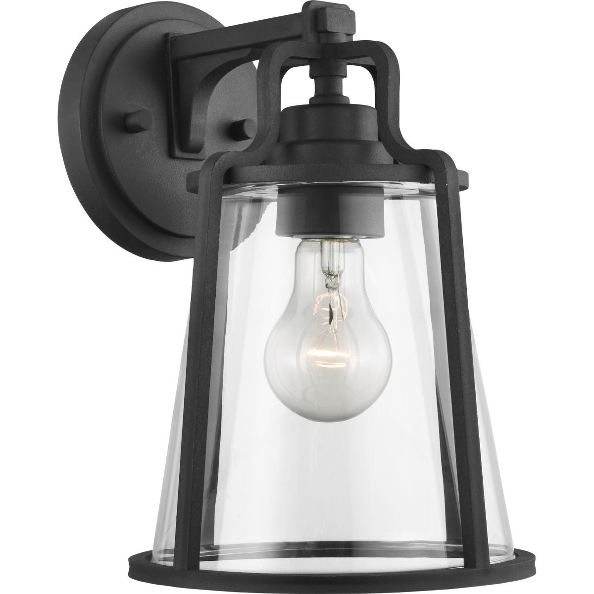 Benton Harbor 1-Light Black Industrial Outdoor Wall Lantern Light - 11.020