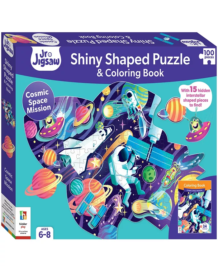 Jr. Jigsaw 100-Piece Jigsaw Puzzle Cosmic Space Mission Shiny Shaped Puzzle Coloring Book 19.3