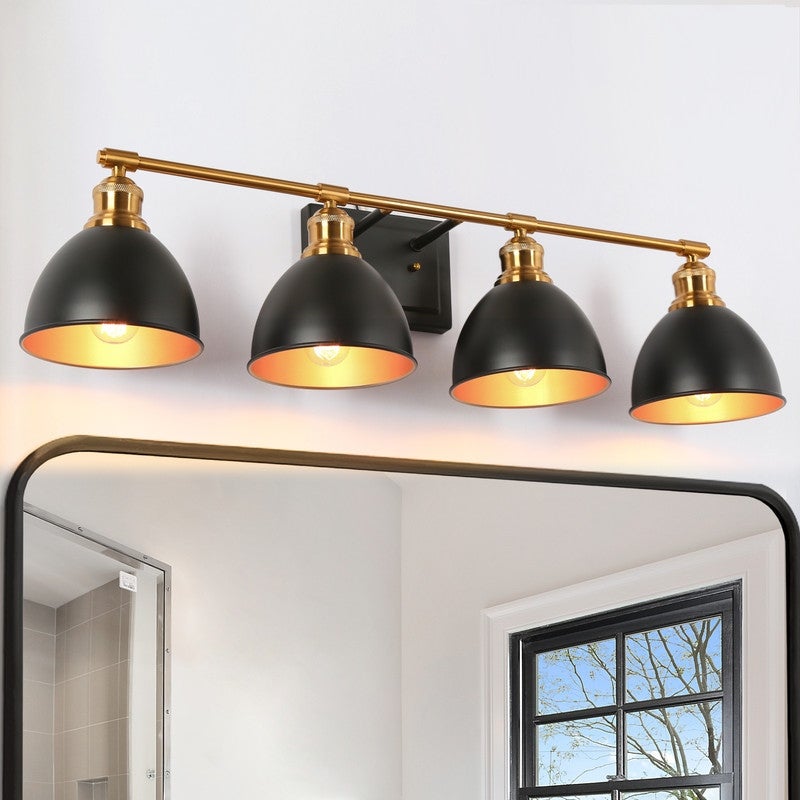 Tetty Modern Gold Black Bathroom Vanity Light 4-Light Metal Wall Sconces for Powder Room - 31.5 L x 6.5'' W x 8'' H - Mycitystee