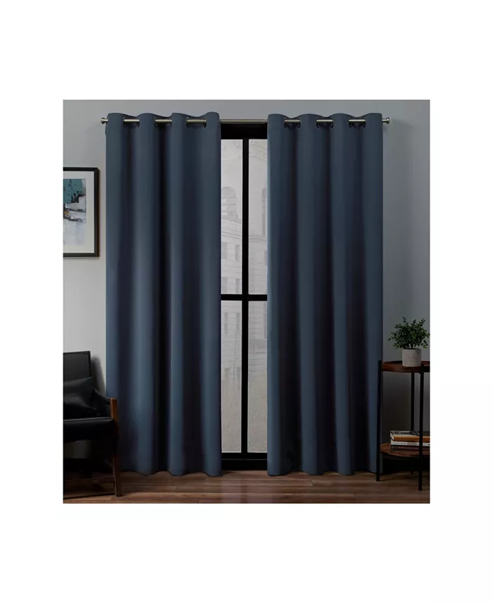 Exclusive Home Sateen Twill Woven Blackout Grommet Top Curtain Panel Pair， 52