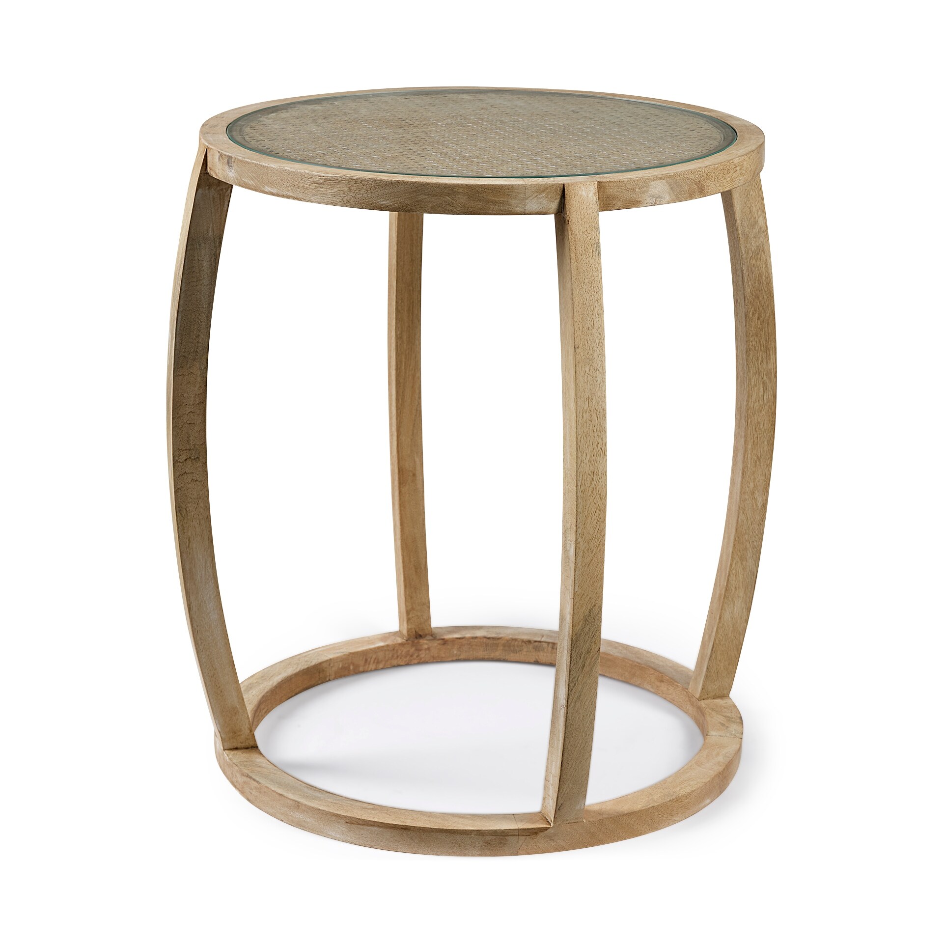 Hubbard I Light Brown Solid Wood w/ Glass Top Accent Table - Mycitystee