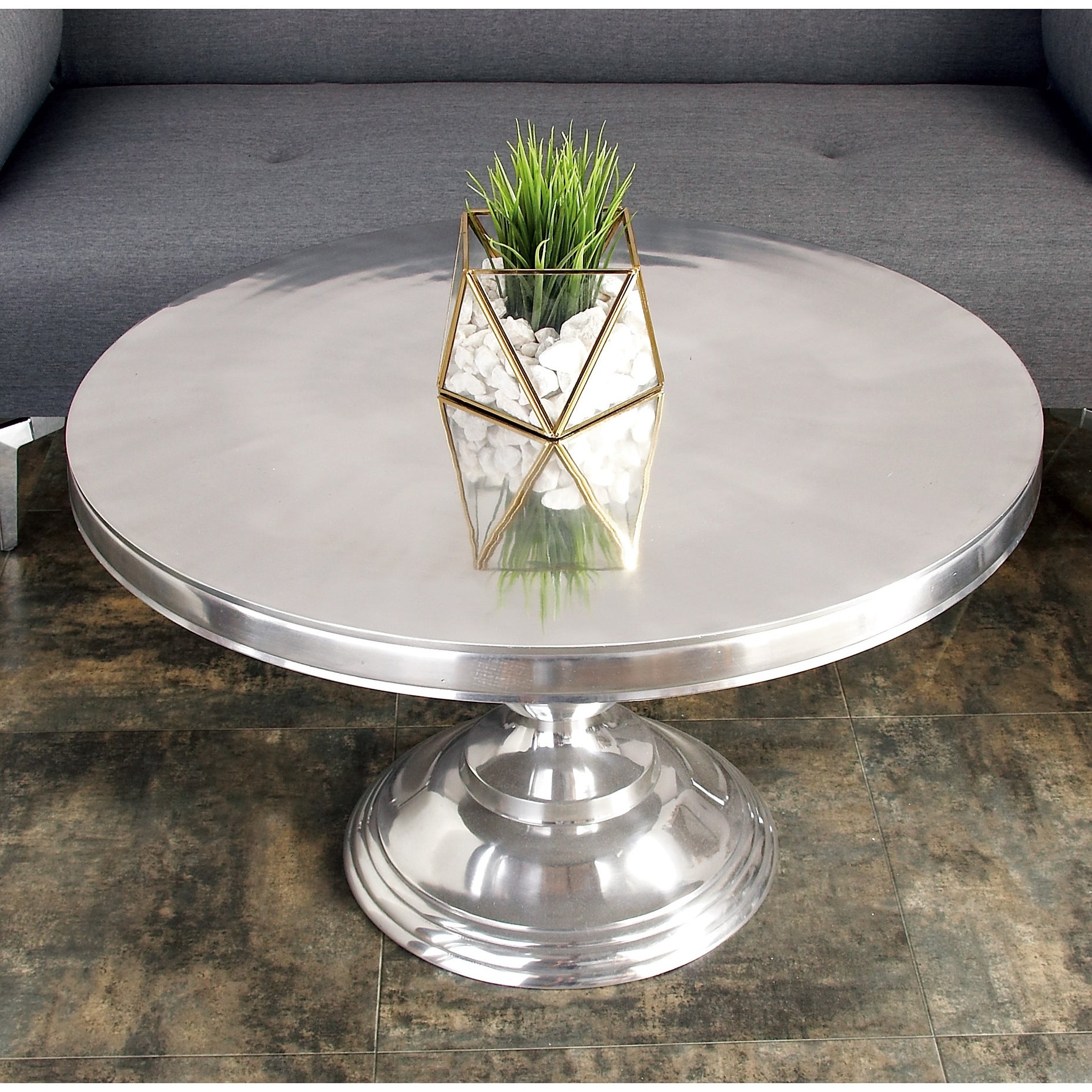 Silver Aluminum Traditional Coffee Table 19 x 30 x 30 - Mycitystee
