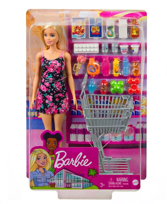 Barbie Supermarket Shopping Doll Playset with Accessories Shopping Cart - Mycitystee