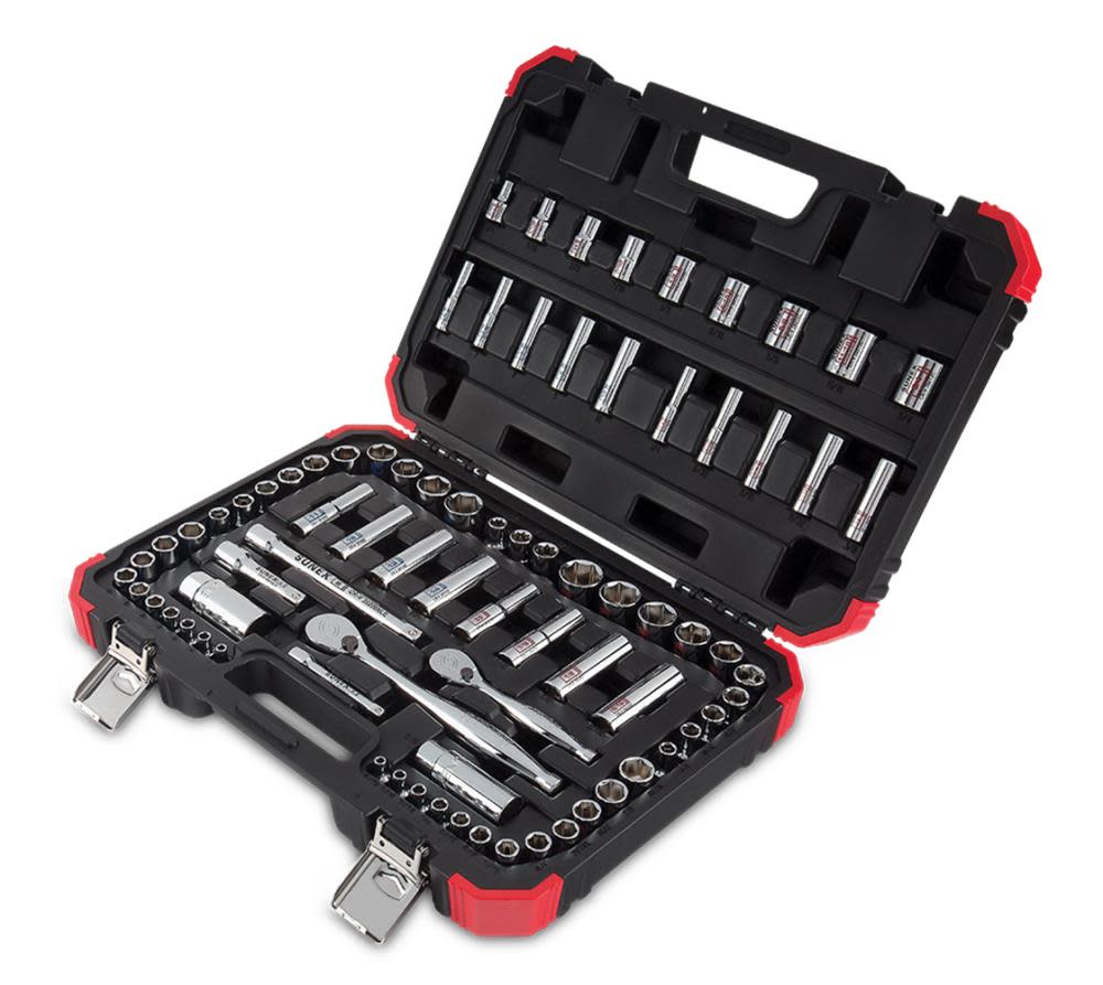 79 Pc Chrome Socket Set， 1/4 In.， 3/8 In. Drive - Mycitystee