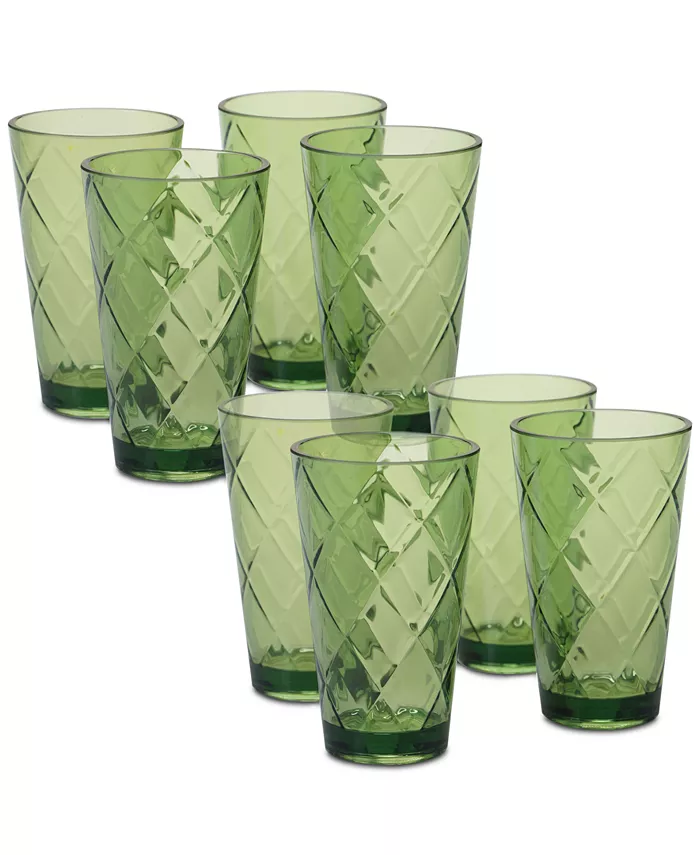 Certified International Green Diamond Acrylic 8-Pc. Iced Tea Glass Set - Mycitystee