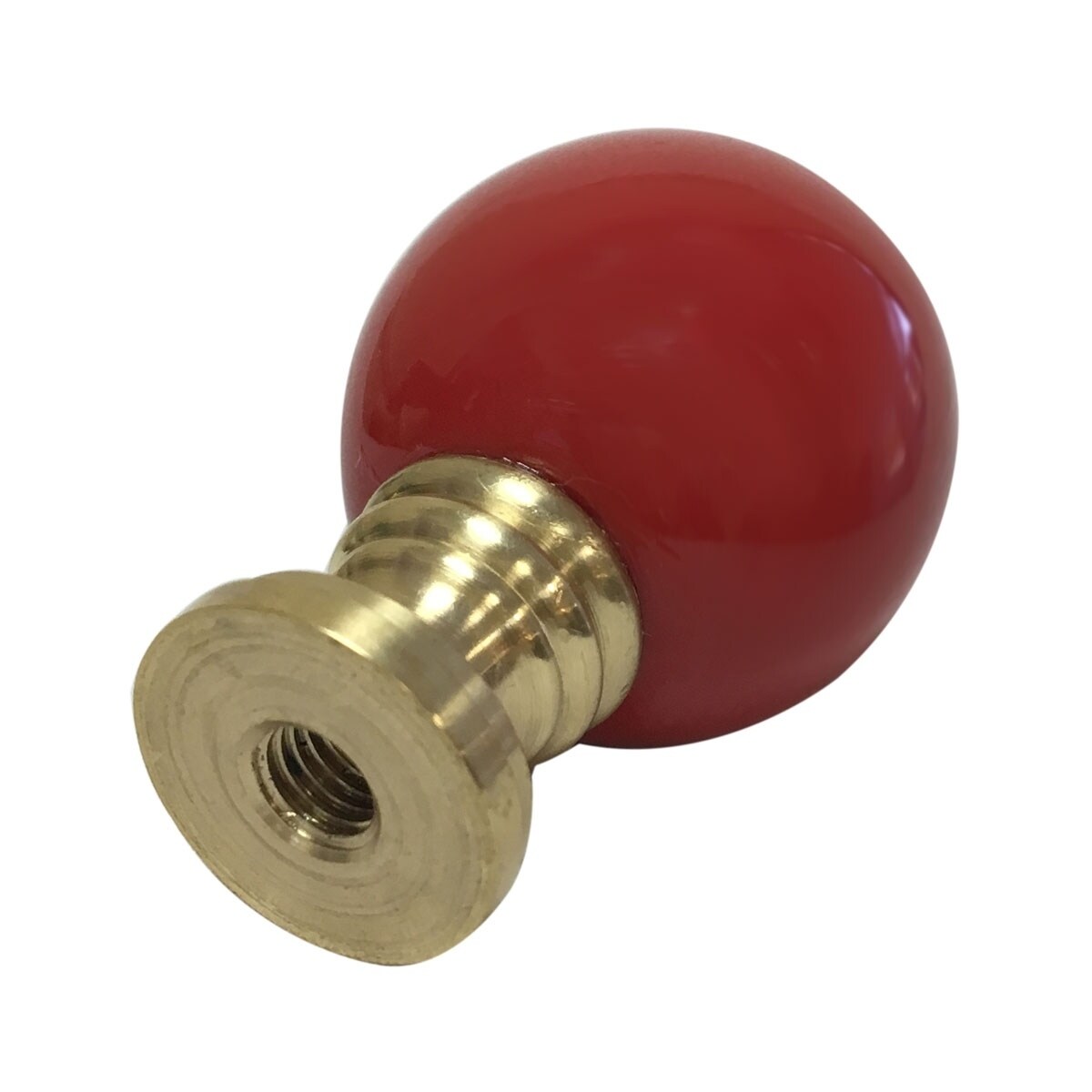 Royal Designs Ceramic Sphere Red Lamp Finial with Polished Brass Base - Mycitystee