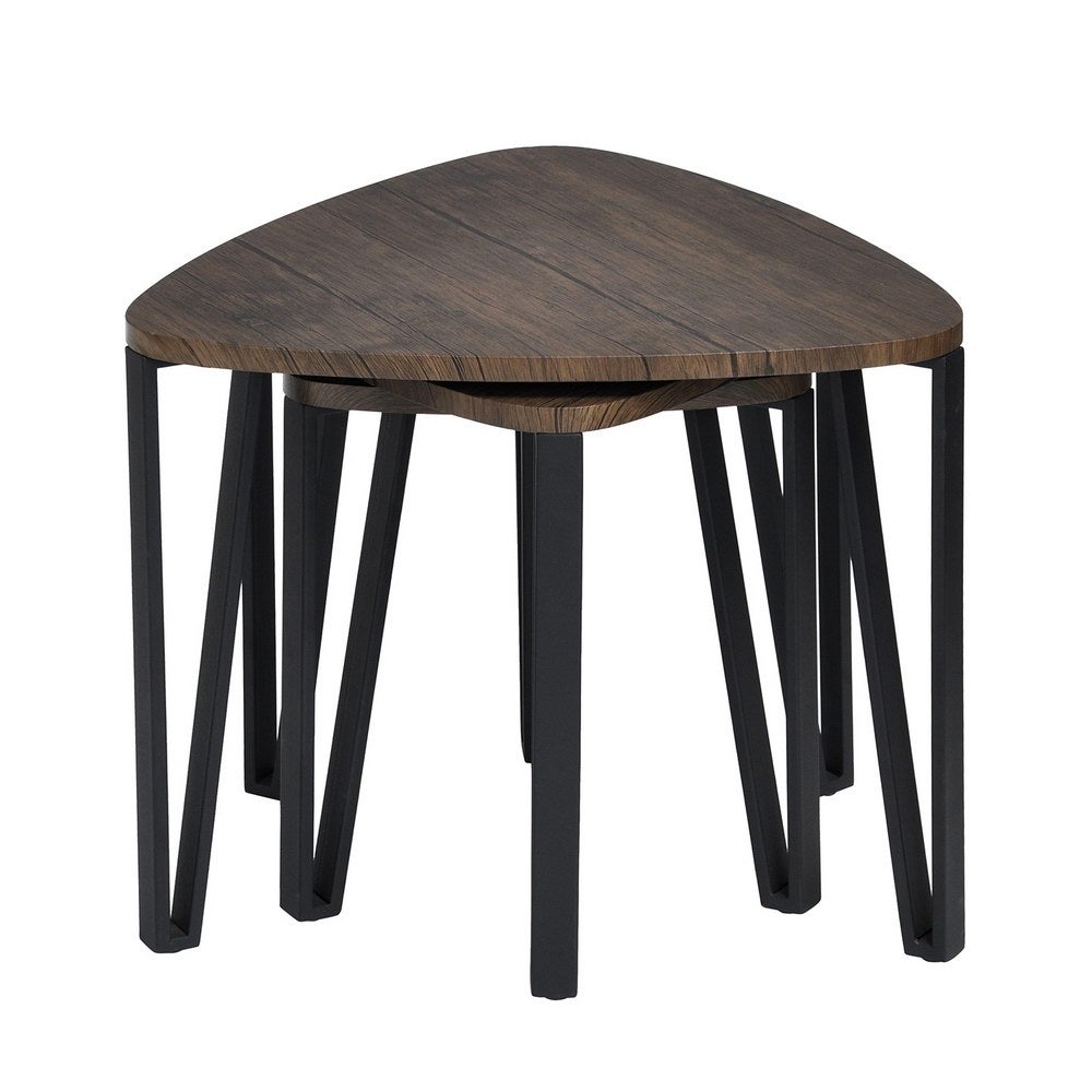 Nesting Triangle Coffee Table， Set Of 3 End Tables for Living Room - Mycitystee