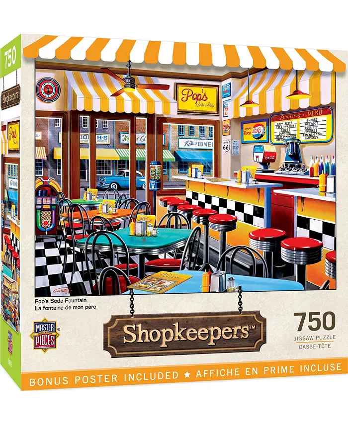 MasterPieces Puzzles Shopkeepers - Pop's Soda Fountain 750 Piece Puzzle - Mycitystee