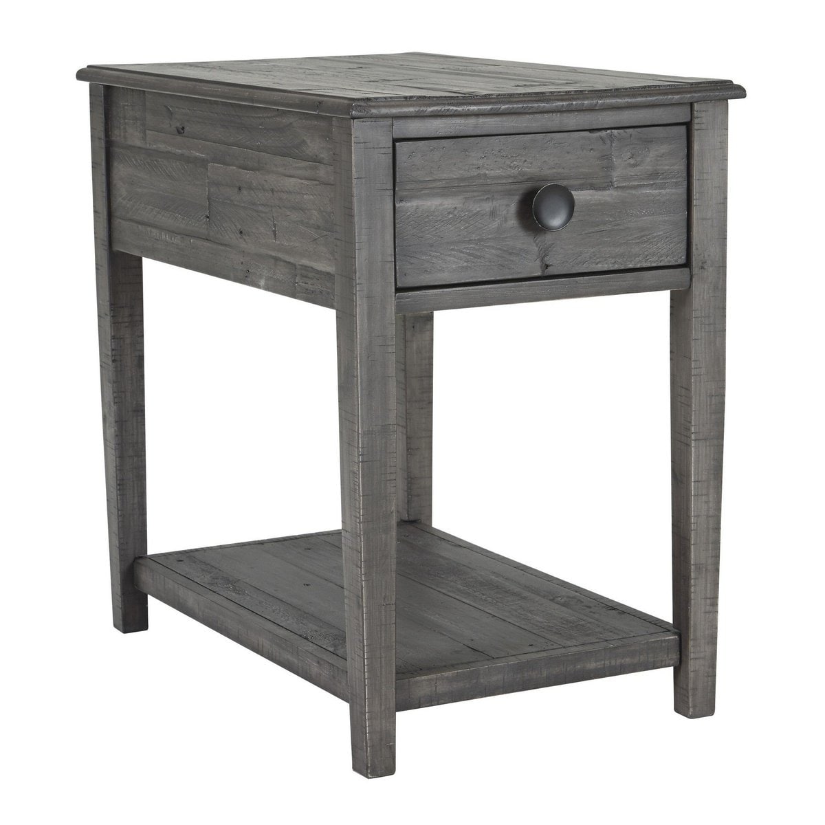 Farmhouse Style Wooden End Table with 1 Drawer and Open Bottom Shelf， Gray - 25 H x 17 W x 26 L Inches - Mycitystee
