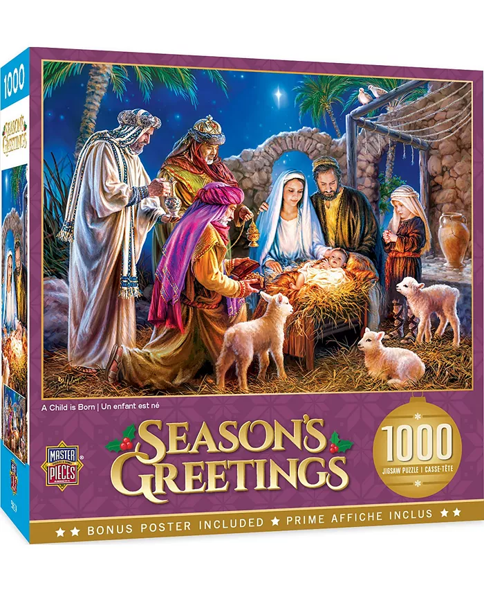 MasterPieces Puzzles MasterPieces 1000 Piece Christmas Jigsaw Puzzle - A Child is Born - Mycitystee