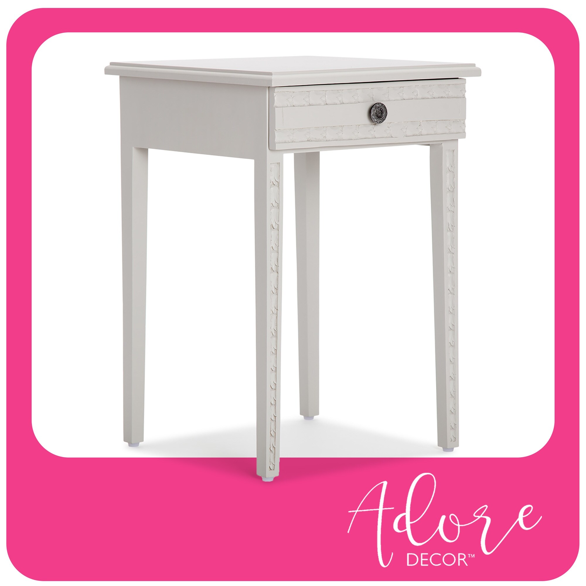 Adore Decor Jules End Table Nightstand with Drawer， Light Gray - Mycitystee