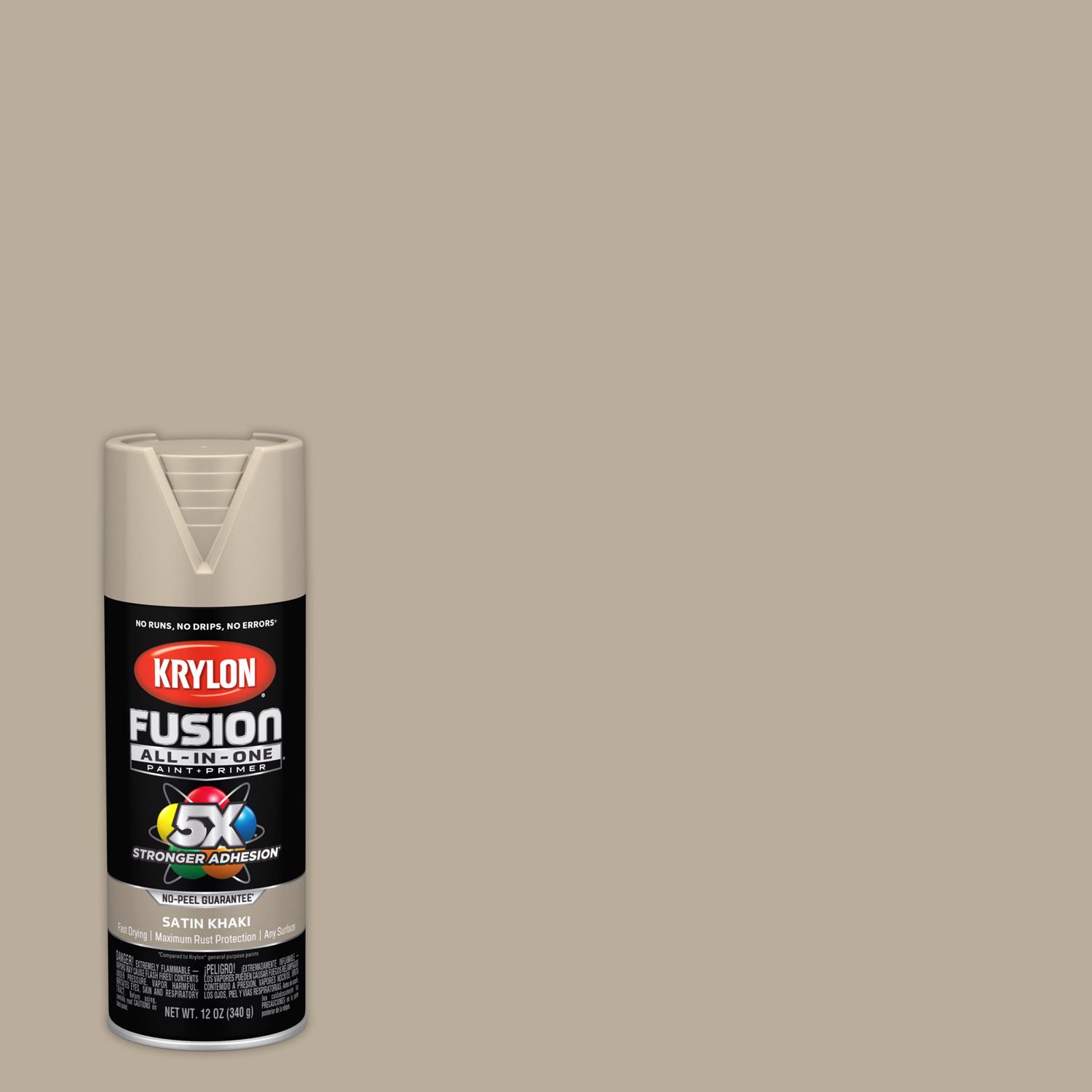 Krylon Fusion All-In-One Satin Khaki Paint+Primer Spray Paint 12 oz - Mycitystee
