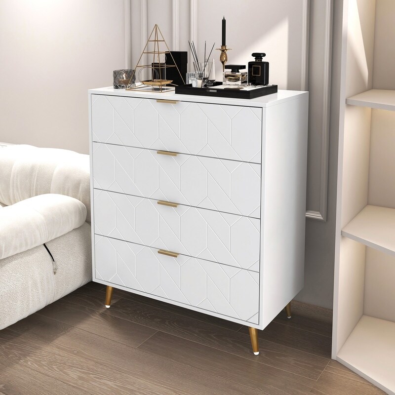 37in Modern 4-Drawer Wooden Storage Cabinet Chest - - 37782644 - Mycitystee