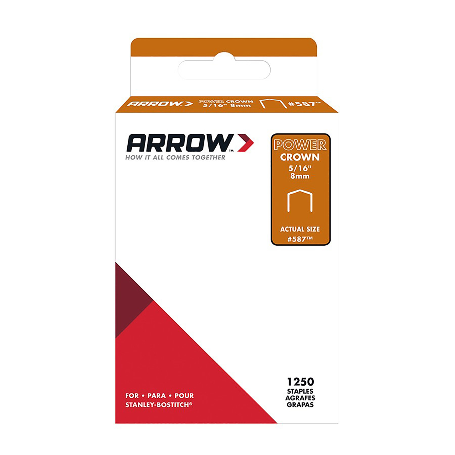 Arrow #587 3/8 in. W X 5/16 in. L 18 Ga. Power Crown Standard Staples 1250 pk - Mycitystee