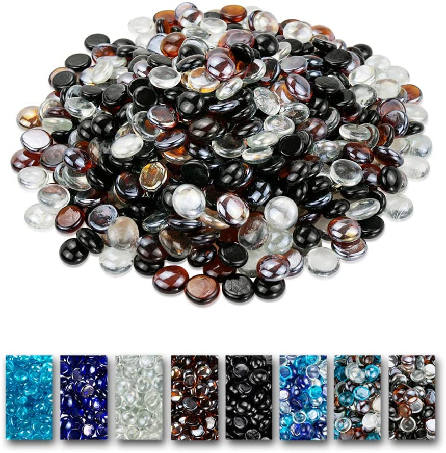 1/2'' Patio Heaters Fire Glass Beads White Black Copper Reflective Tempered Fire Rocks Beads for Fire Pit, Fireplace and Fire Bowl10 LBS - Mycitystee