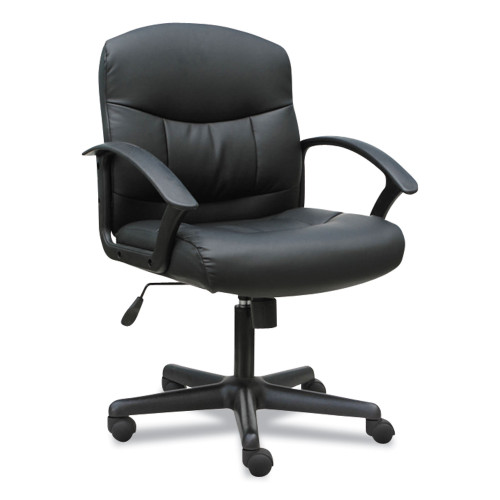 Sadie 3-Oh-Three Mid-Back Executive Leather Chair， Supports up to 250 lbs.， Black Seat/Black Back， Black Base (VST303) - Mycitystee