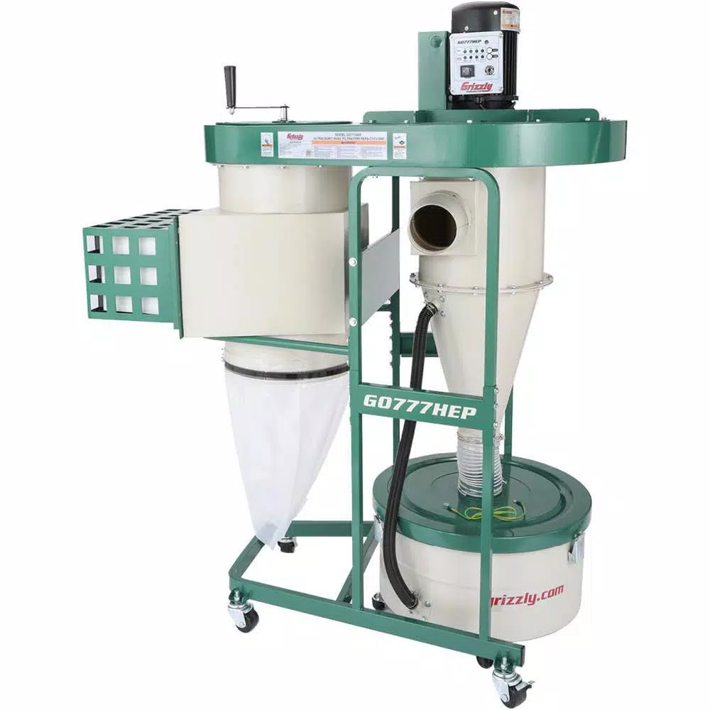 Grizzly Industrial 1-1/2 HP Ultra-Quiet Dual-Filtration HEPA Cyclone Dust Collector and#8211; XDC Depot - Mycitystee