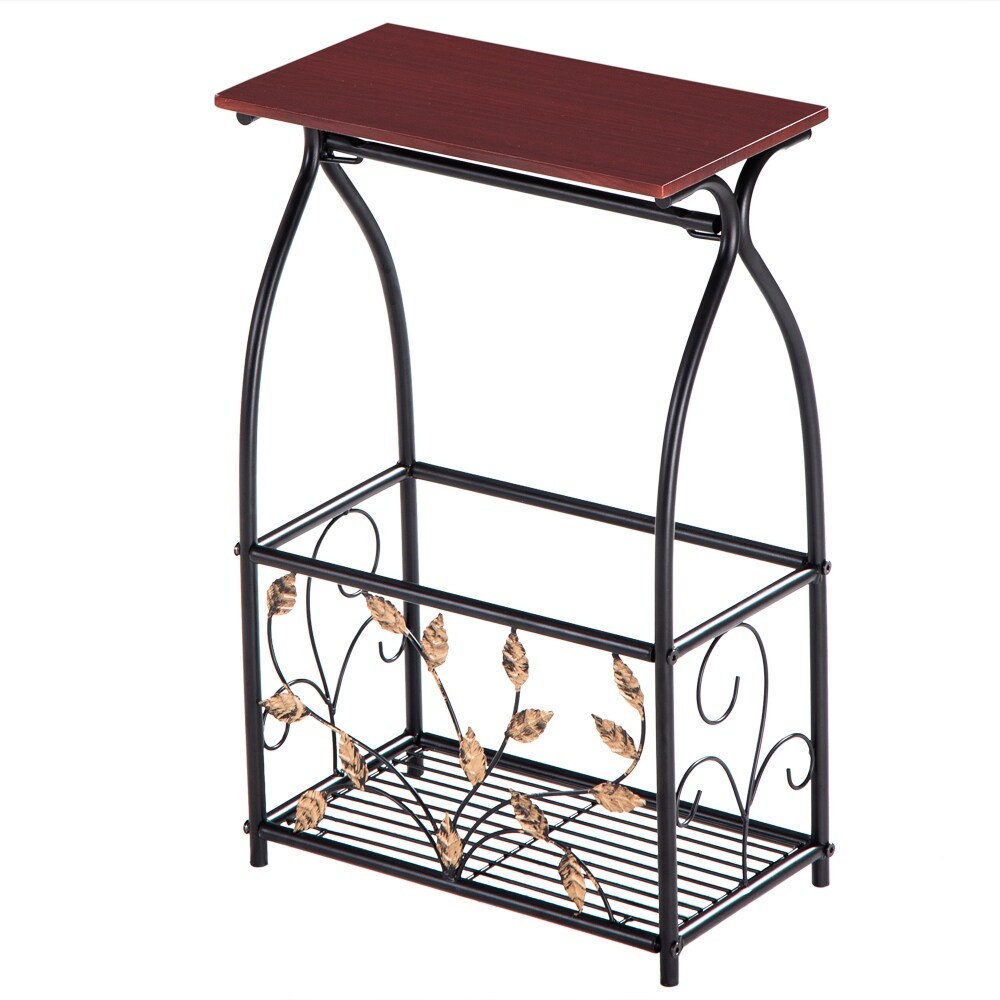 ofa Side Snack Table with Storage Basket at the Bottom，End Table - Mycitystee