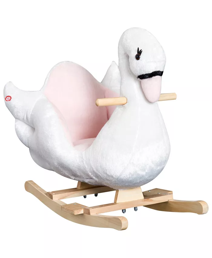 Qaba Plush Kids Ride On Toy Rocking Horse Swan Style - Mycitystee