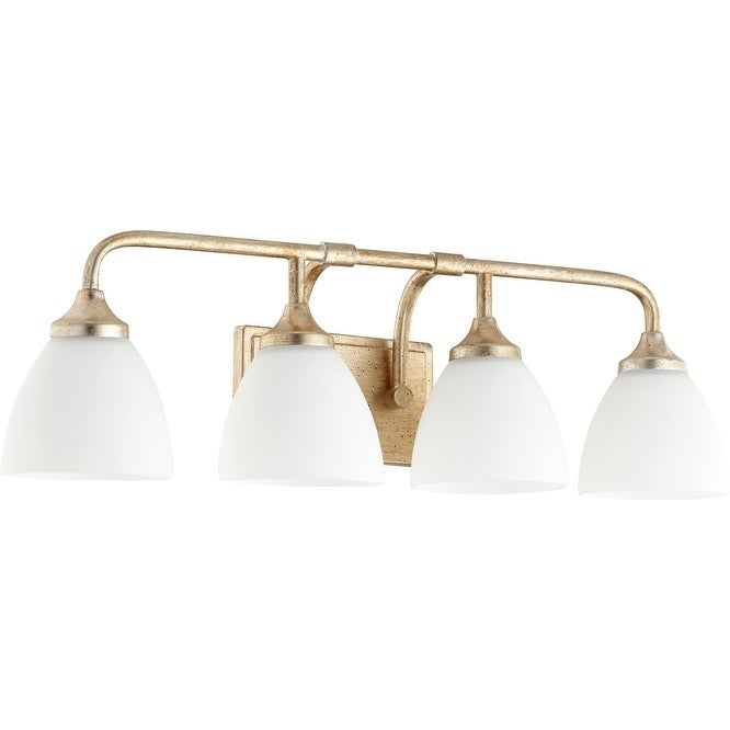Enclave Aged Silver Leaf and Satin Opal 4-light Vanity Lighting - Mycitystee