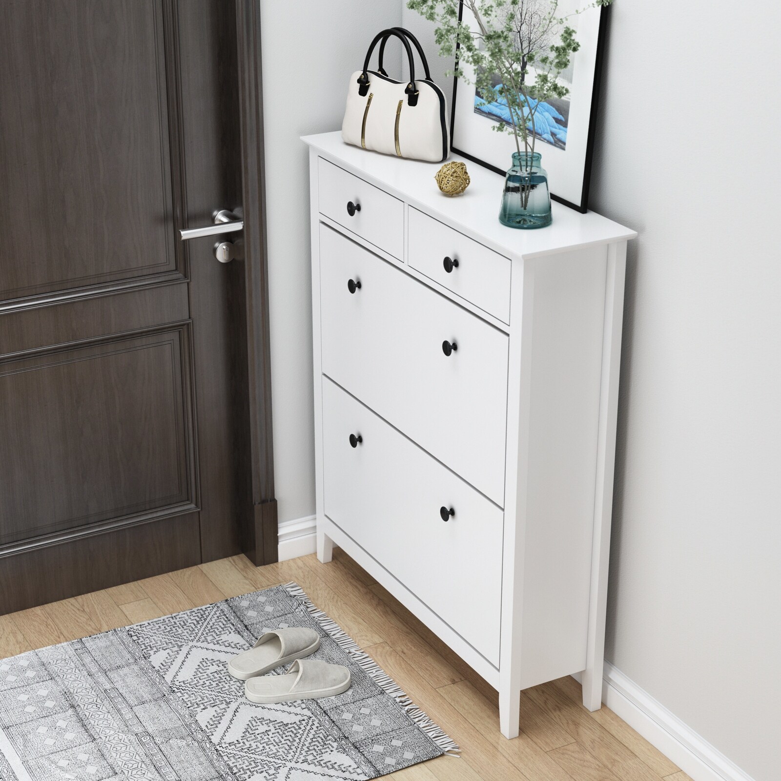 Dresser Shoe Storage Cabinet Fold Out Drawer Space Saving - - 36136163 - Mycitystee