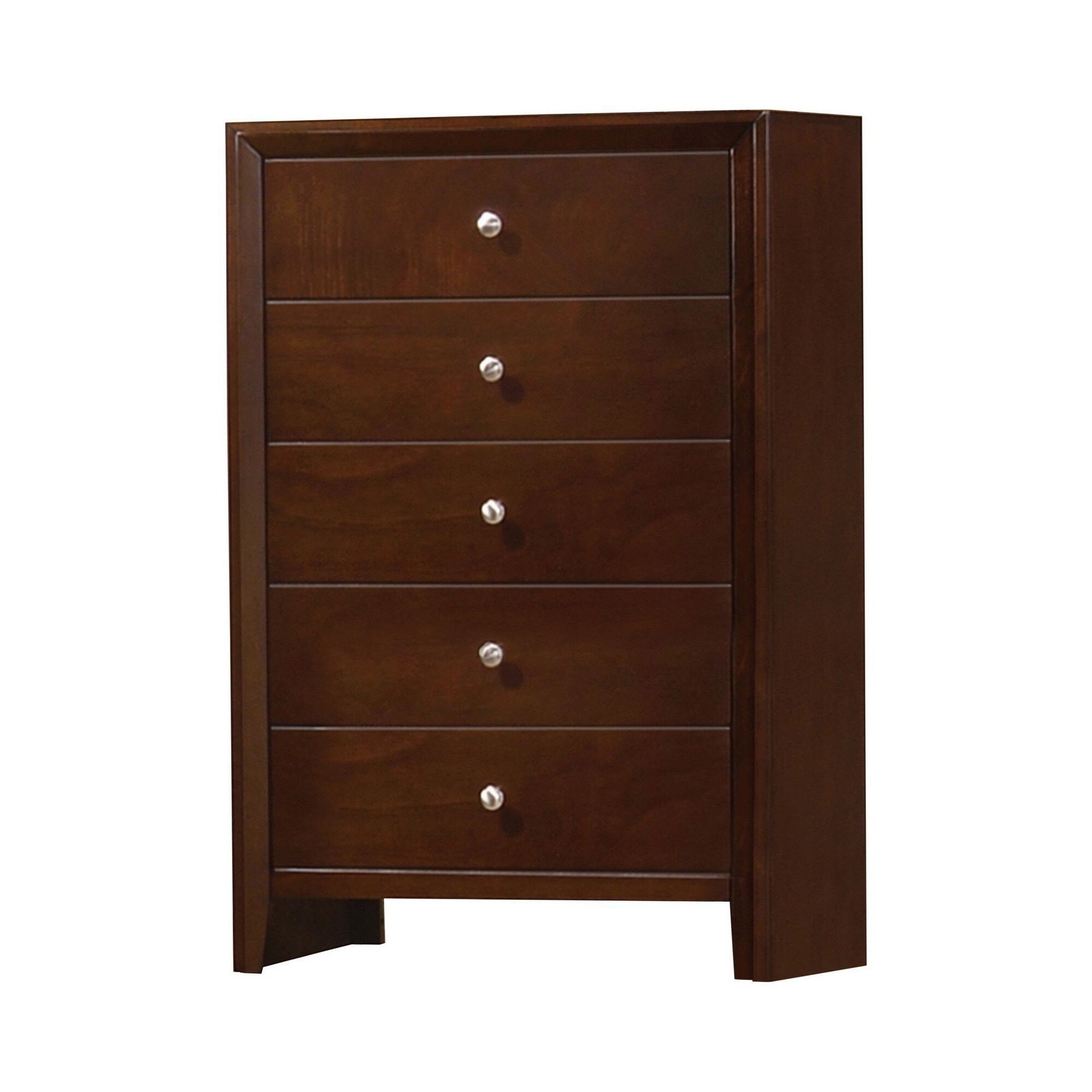 Edw 48 Inch Classic Tall 5 Drawer Dresser Chest， Silver Knobs， Merlot Brown - - 37962470 - Mycitystee