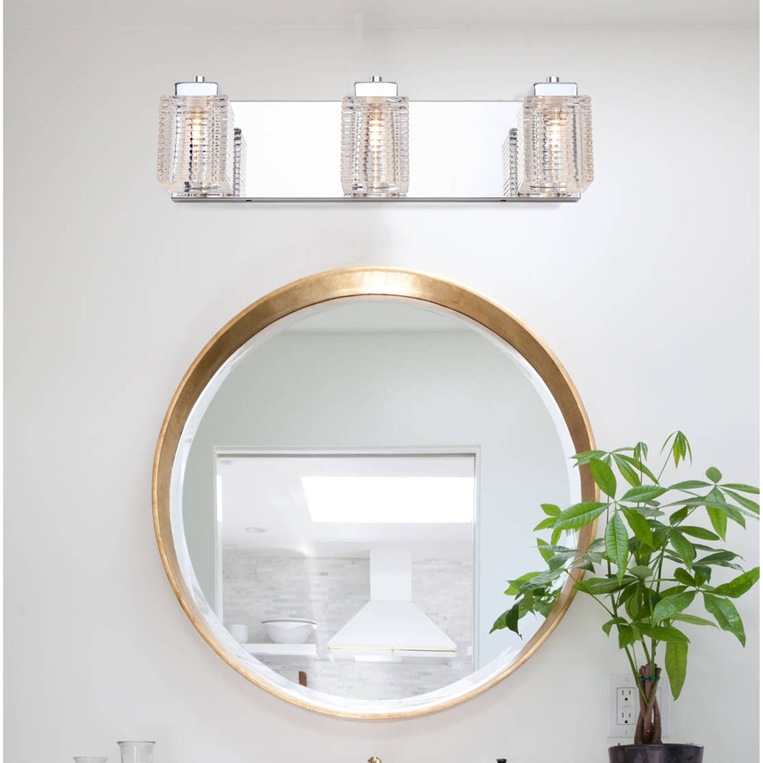 Mordern Glass Shade Vanity Wall Sconce Chrome Finished - Mycitystee