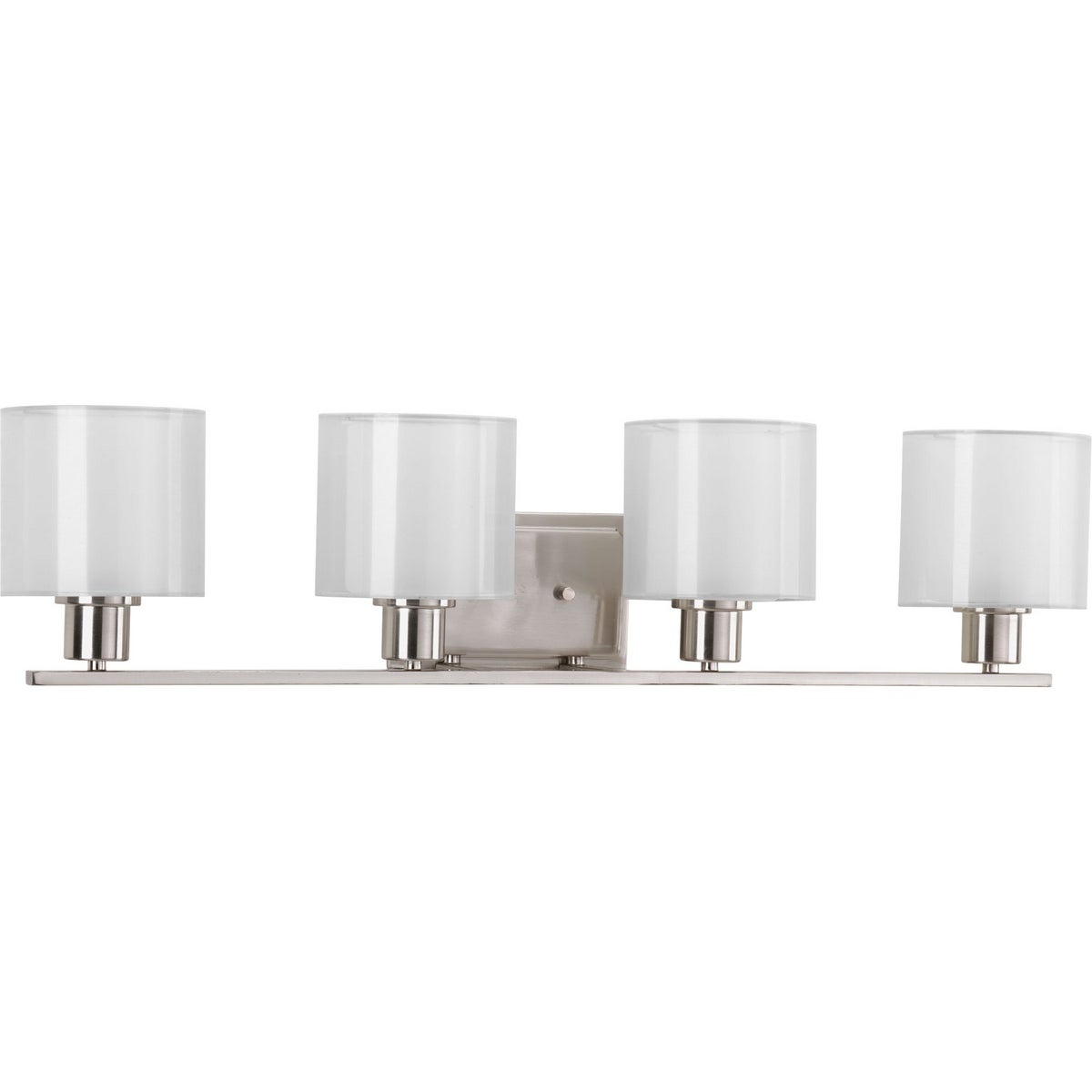 Invite Collection 4-light Brushed Nickel White Shade Bath Vanity Light - Mycitystee