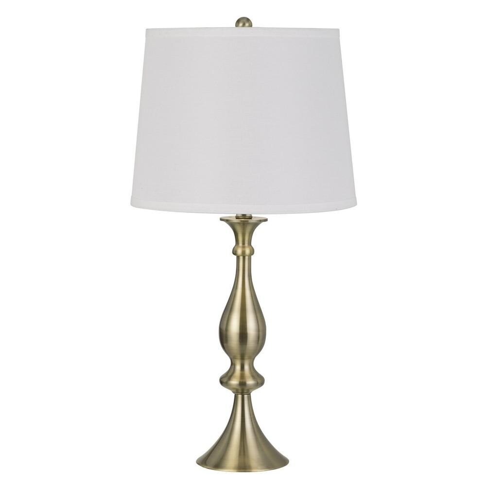 Turned Style Base Metal Table Lamp with Trumpet Base， Set of 2 - 28 H x 14 W x 14 L Inches - Mycitystee