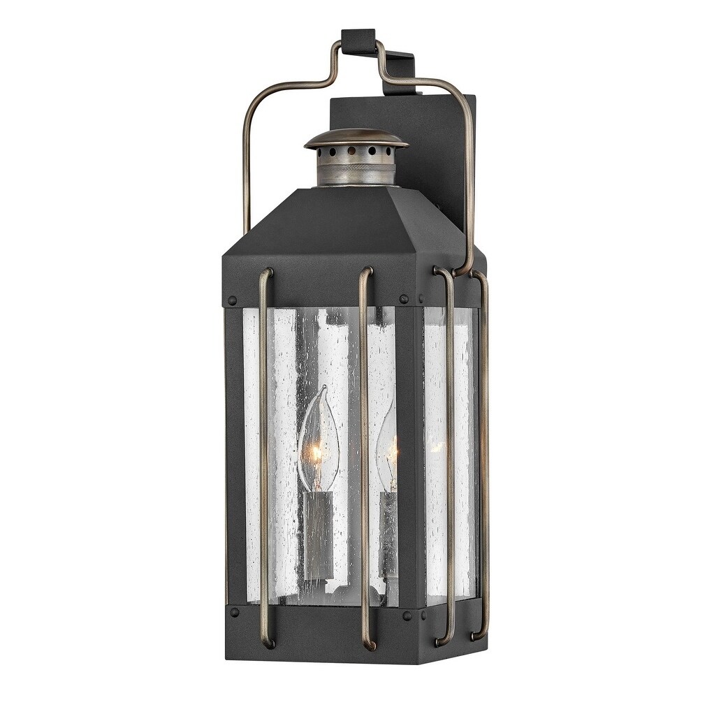 Fitzgerald 2-Light Medium Wall Mount Textured Black Outdoor Lantern - Mycitystee
