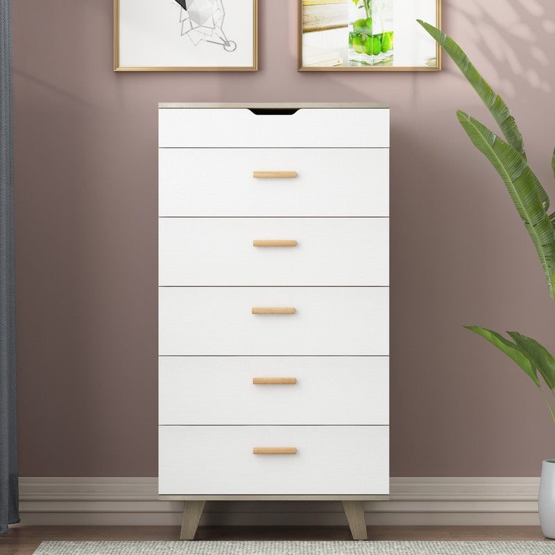 5-Drawer Dresser for Bedroom， Tall Chest Storage Organizer Unit for Living Room Bedroom - - 36937680 - Mycitystee